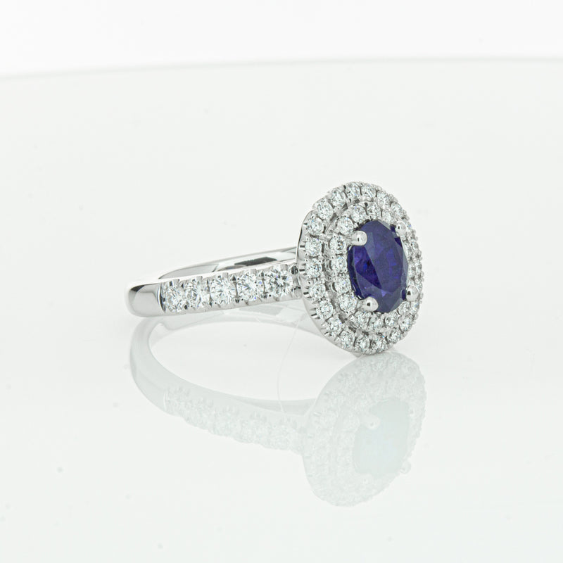 18ct White Gold 1.19ct Sapphire & Diamond Rosa Ring-Ring-Walker & Hall