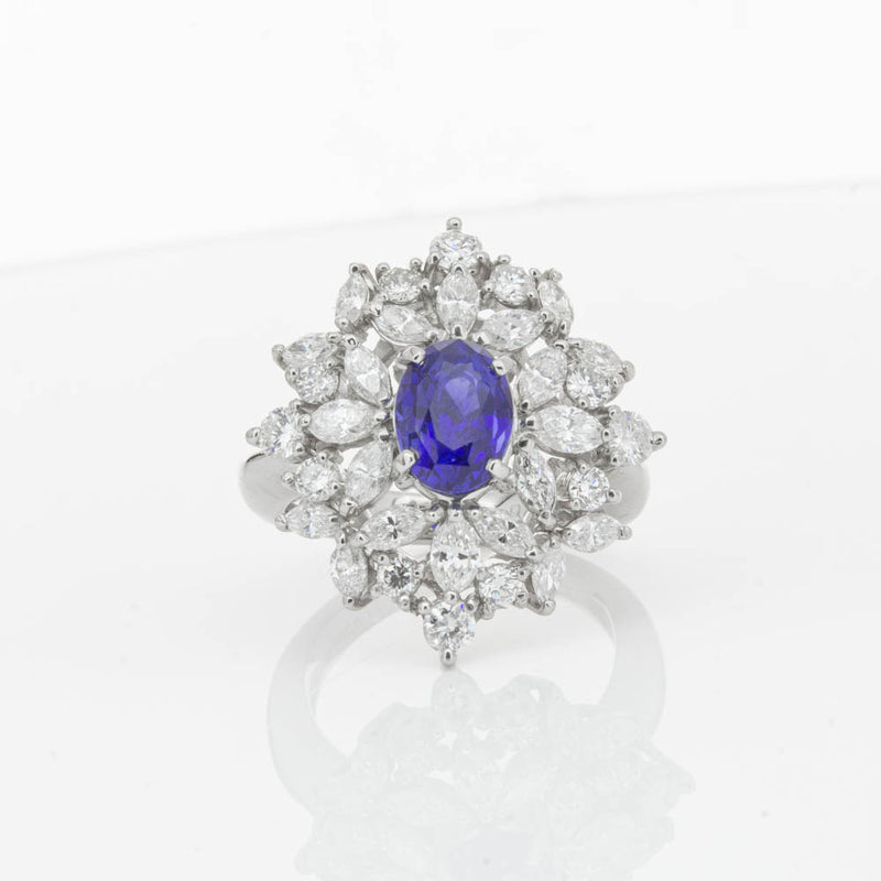 Deja Vu Platinum 2.11ct Sapphire & Diamond Ring-Ring-Walker & Hall