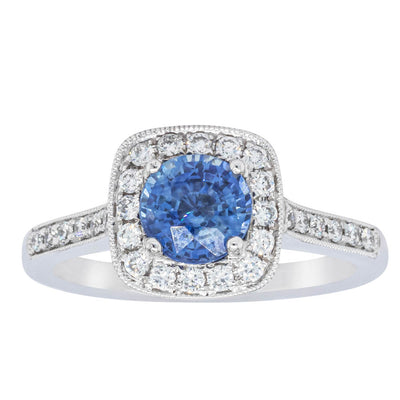18ct White Gold .92ct Sapphire & Diamond Aurora Ring-Ring-Walker & Hall