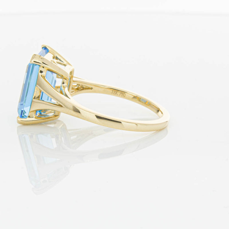 14ct Yellow Gold Blue Topaz Juliet Ring-Ring-Walker & Hall