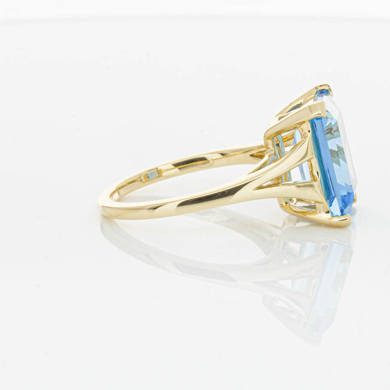 14ct Yellow Gold Blue Topaz Juliet Ring-Ring-Walker & Hall