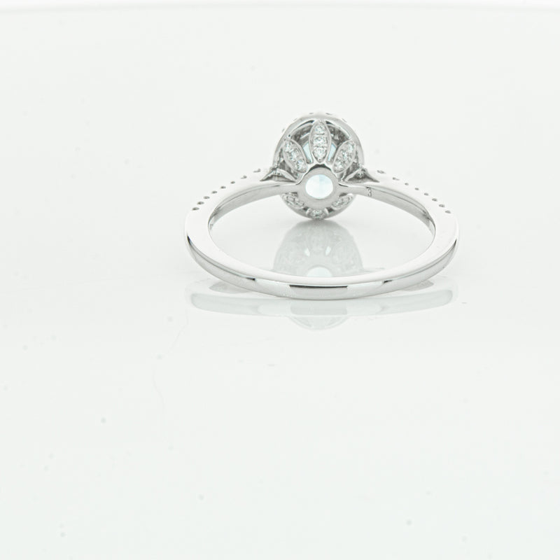 18ct White Gold Aquamarine & Diamond Mini Sierra Ring-Ring-Walker & Hall