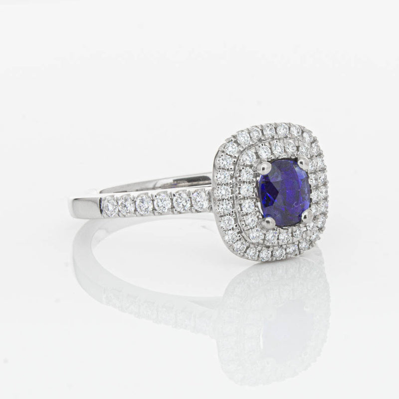 18ct White Gold .79ct Sapphire & Diamond Rosa Ring-Ring-Walker & Hall