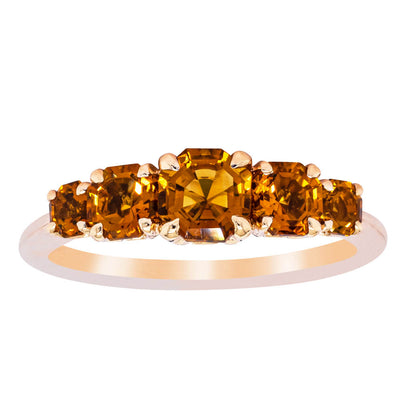 18ct Rose Gold Five Stone Citrine Octavia Ring-Ring-Walker & Hall