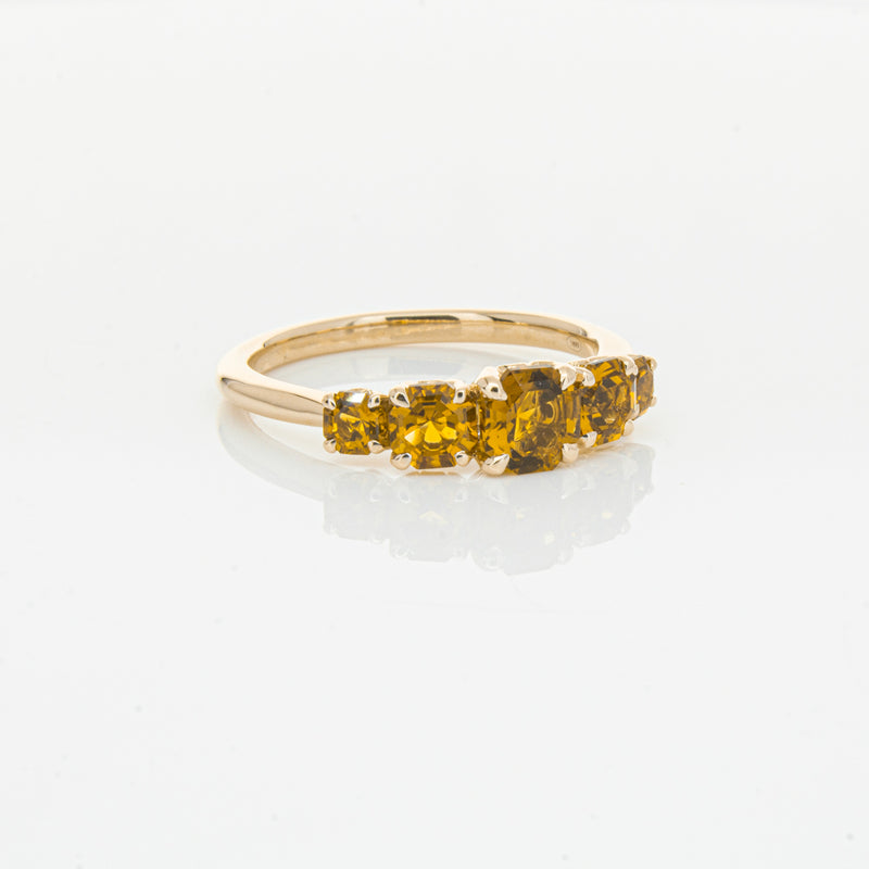 18ct Rose Gold Five Stone Citrine Octavia Ring-Ring-Walker & Hall