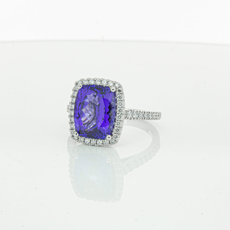 18ct White Gold Tanzanite & Diamond Sierra Ring-Ring-Walker & Hall