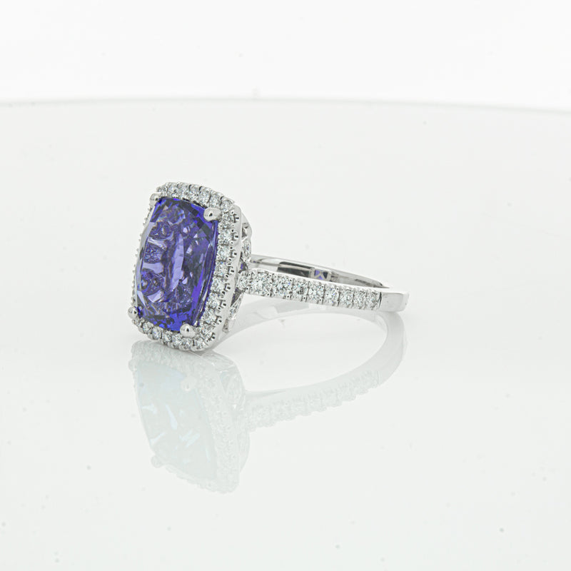 18ct White Gold Tanzanite & Diamond Sierra Ring-Ring-Walker & Hall