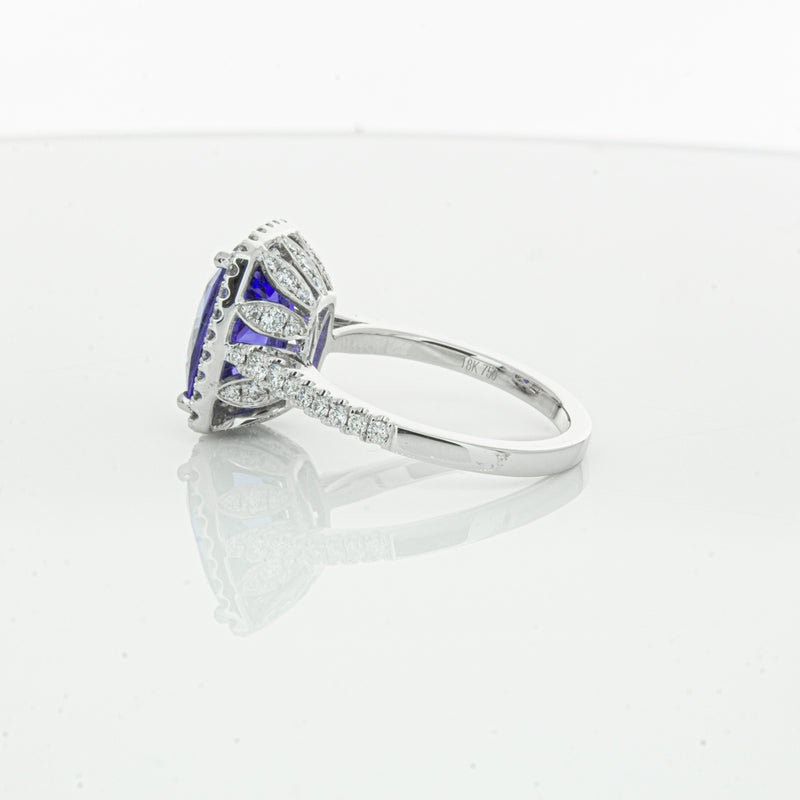 18ct White Gold Tanzanite & Diamond Sierra Ring-Ring-Walker & Hall