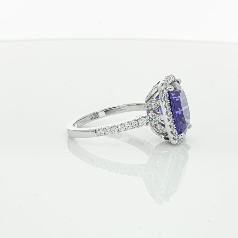 18ct White Gold Tanzanite & Diamond Sierra Ring-Ring-Walker & Hall
