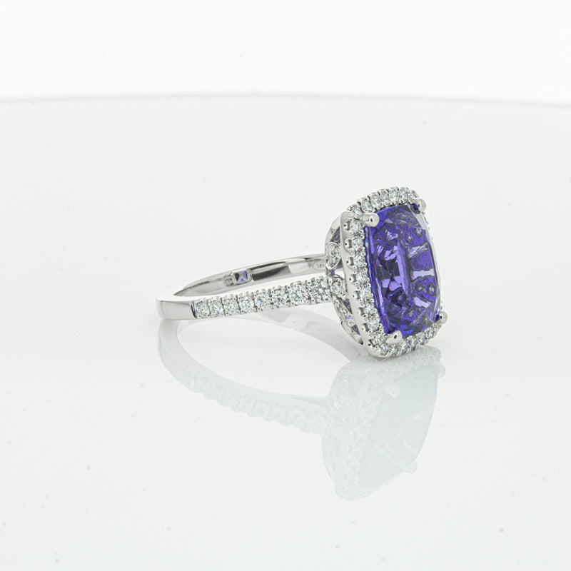 18ct White Gold Tanzanite & Diamond Sierra Ring-Ring-Walker & Hall