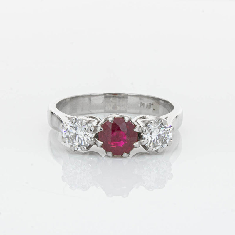 Deja Vu Platinum 1.01ct Ruby & Diamond Ring-Ring-Walker & Hall