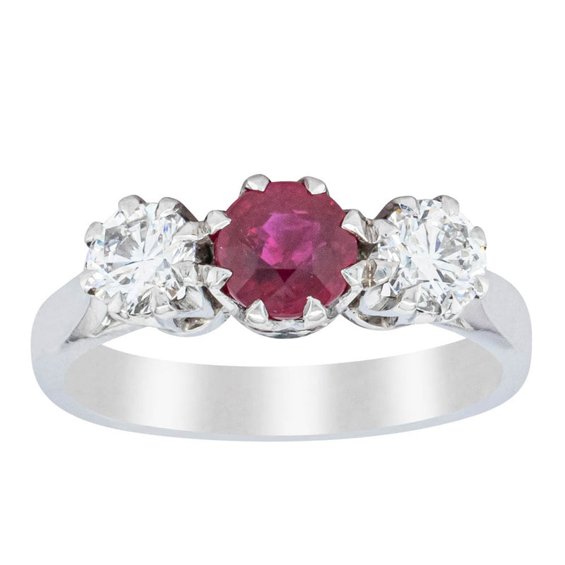 Deja Vu Platinum 1.01ct Ruby & Diamond Ring-Ring-Walker & Hall