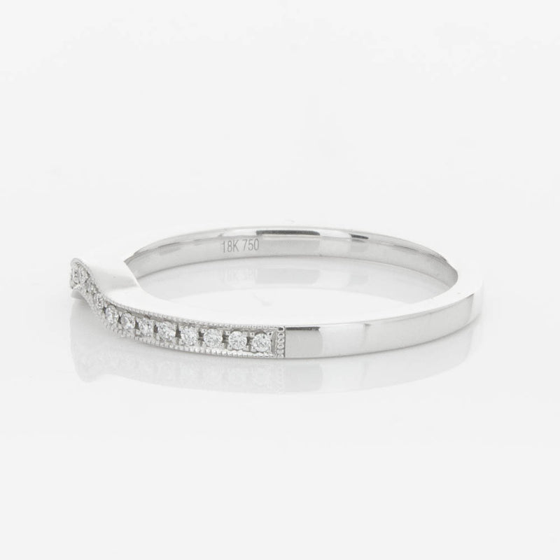18ct White Gold .08ct Diamond Eiffel Band-Ring-Walker & Hall