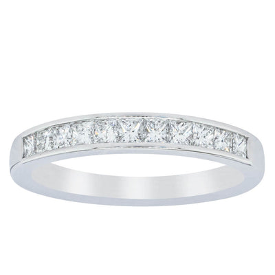18ct White Gold .50ct Princess Cut Diamond Band-Ring-Walker & Hall