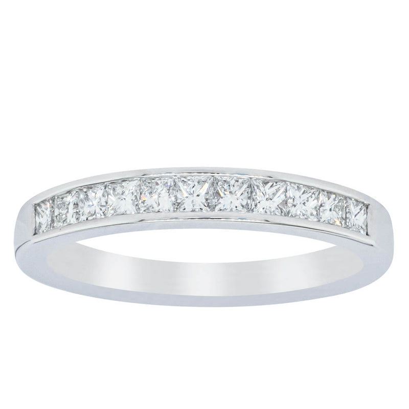 18ct White Gold .50ct Princess Cut Diamond Band-Ring-Walker & Hall