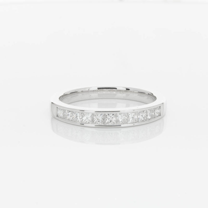 18ct White Gold .50ct Princess Cut Diamond Band-Ring-Walker & Hall