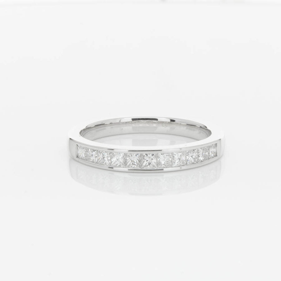 18ct White Gold .50ct Princess Cut Diamond Band-Ring-Walker & Hall