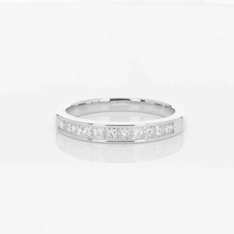 18ct White Gold .50ct Princess Cut Diamond Band-Ring-Walker & Hall