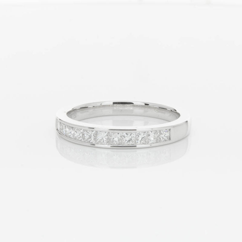 18ct White Gold .50ct Princess Cut Diamond Band-Ring-Walker & Hall