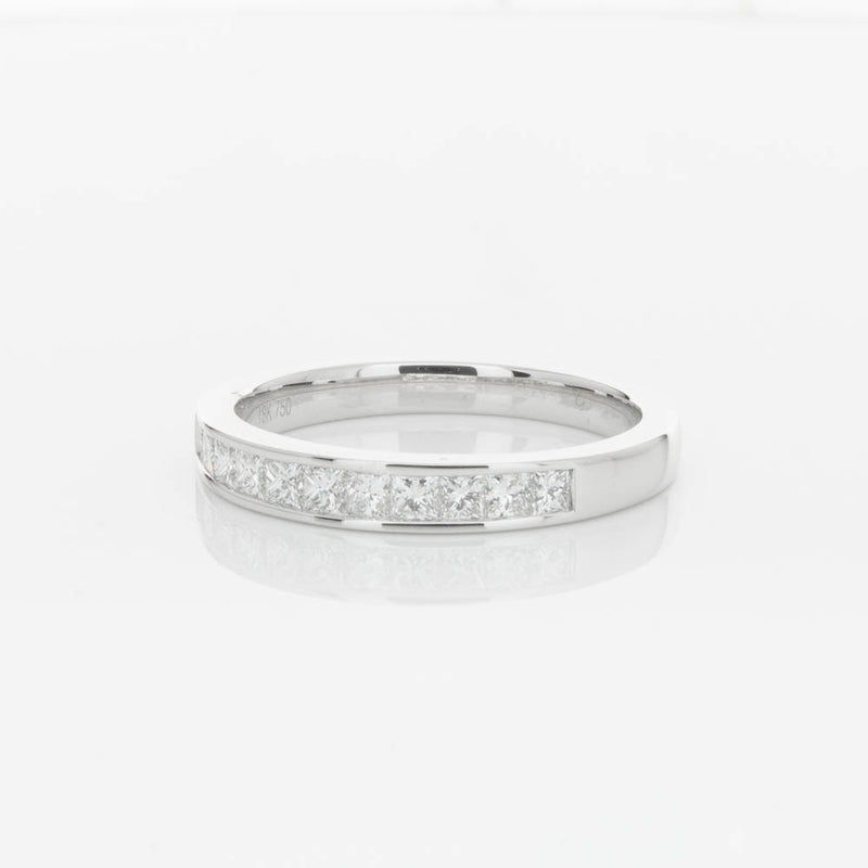 18ct White Gold .50ct Princess Cut Diamond Band-Ring-Walker & Hall