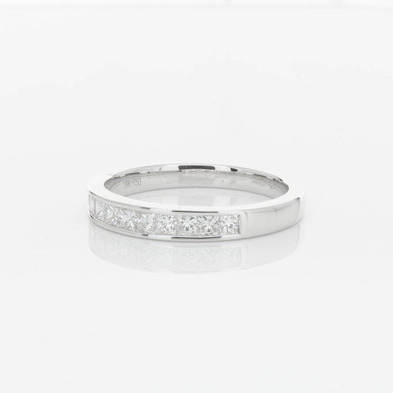 18ct White Gold .50ct Princess Cut Diamond Band-Ring-Walker & Hall