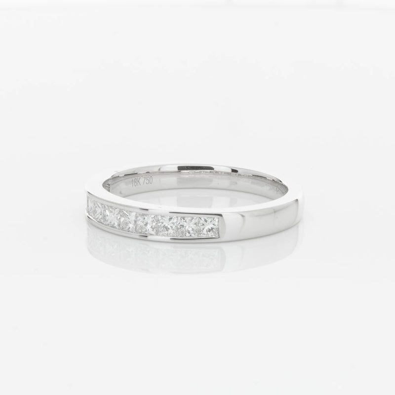 18ct White Gold .50ct Princess Cut Diamond Band-Ring-Walker & Hall