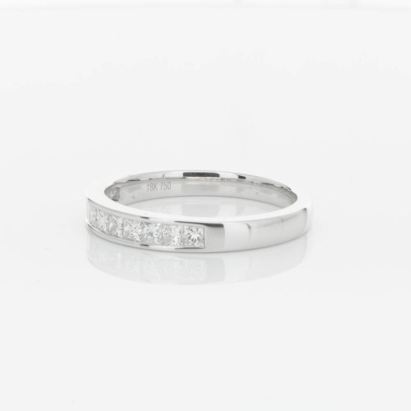 18ct White Gold .50ct Princess Cut Diamond Band-Ring-Walker & Hall