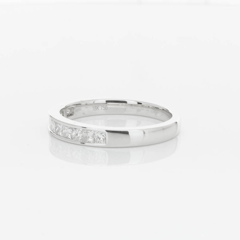 18ct White Gold .50ct Princess Cut Diamond Band-Ring-Walker & Hall
