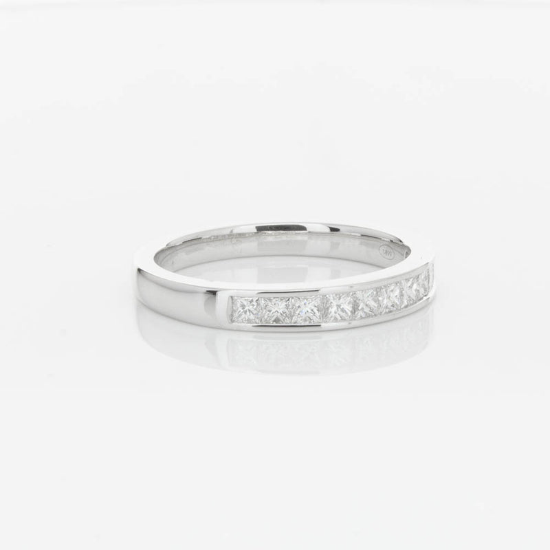 18ct White Gold .50ct Princess Cut Diamond Band-Ring-Walker & Hall