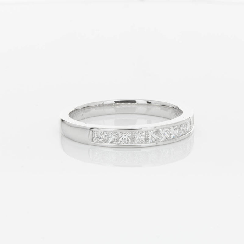 18ct White Gold .50ct Princess Cut Diamond Band-Ring-Walker & Hall