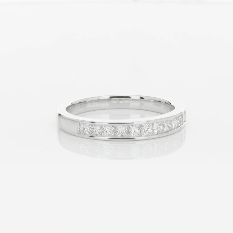 18ct White Gold .50ct Princess Cut Diamond Band-Ring-Walker & Hall