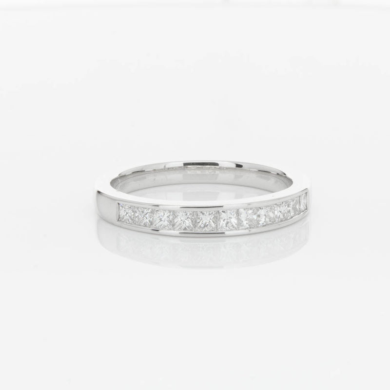 18ct White Gold .50ct Princess Cut Diamond Band-Ring-Walker & Hall