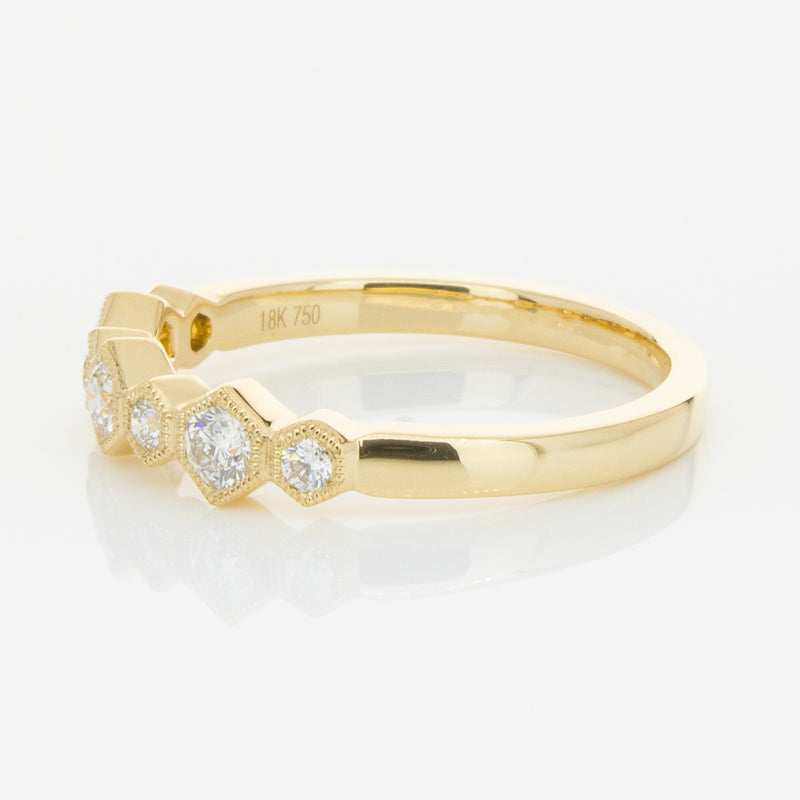 18ct Yellow Gold Diamond Deco Band-Ring-Walker & Hall