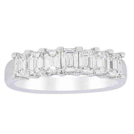 18ct White Gold 1.35ct Emerald Cut Diamond Asra Ring-Ring-Walker & Hall
