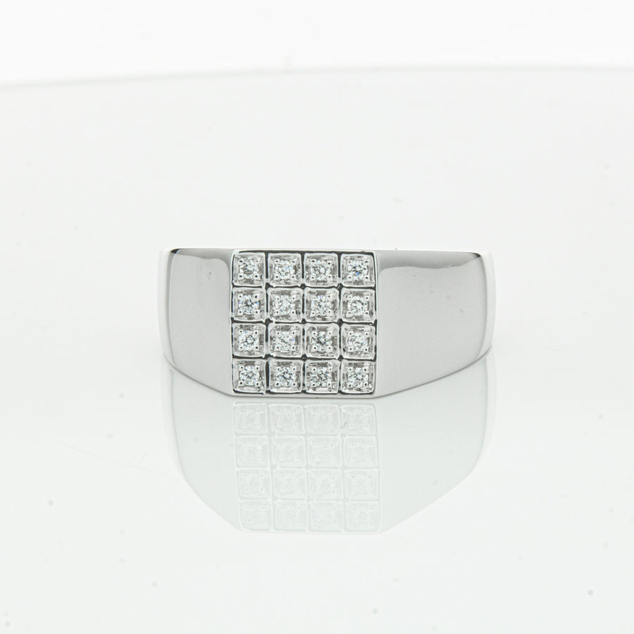14ct White Gold .15ct Diamond Cluster Ring-Ring-Walker & Hall