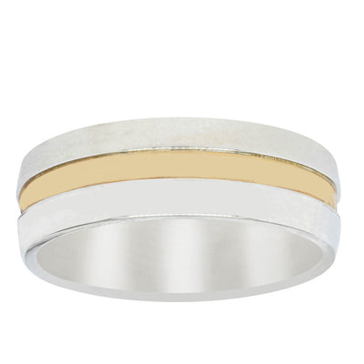 9ct White & Yellow Gold Polished 7mm Ring-Ring-Walker & Hall