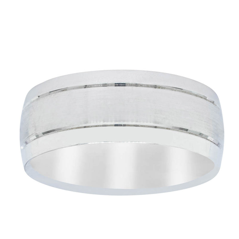 9ct White Gold Sanded & Polished 8mm Band-Ring-Walker & Hall