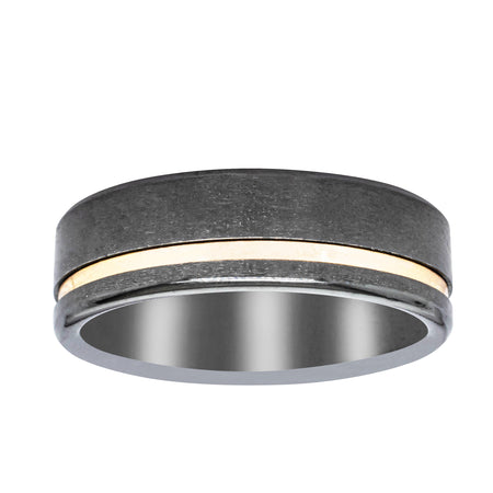 9ct Yellow Gold & Zirconium Ring-Ring-Walker & Hall