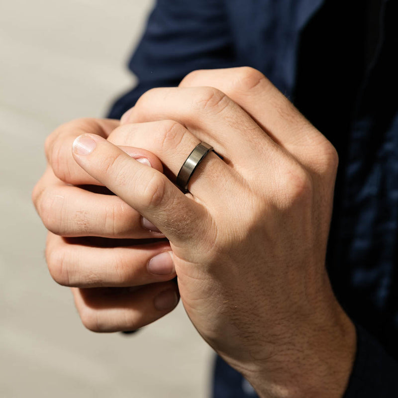 Black Zirconium Sanded Finished Ring-Ring-Walker & Hall