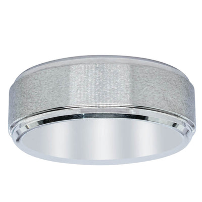Cobalt Satin Finish Stepped Edge 8mm Men's Ring-Ring-Walker & Hall