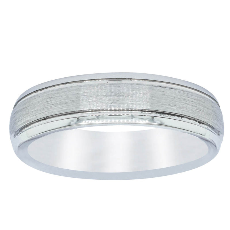 Cobalt Satin Finish Double Groove 6mm Men's Ring-Ring-Walker & Hall