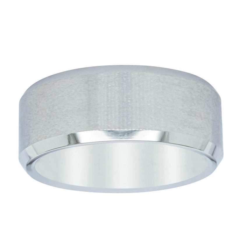 Cobalt Satin Finish Bevelled Edge 8mm Men's Band-Ring-Walker & Hall