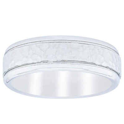 Cobalt Chrome 7mm Hammered Finish Men's Ring-Ring-Walker & Hall
