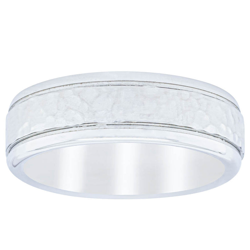 Cobalt Chrome 7mm Hammered Finish Men's Ring-Ring-Walker & Hall