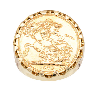 9ct Yellow Gold Ring with Claw Set Full Sovereign-Ring-Walker & Hall