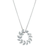 18ct White Gold .30ct Diamond Laurel Pendant-Necklace-Walker & Hall