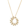 18ct Yellow Gold .30ct Diamond Laurel Pendant-Necklace-Walker & Hall