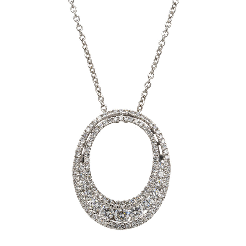 18ct White Gold .82ct Diamond Pendant-Necklace-Walker & Hall