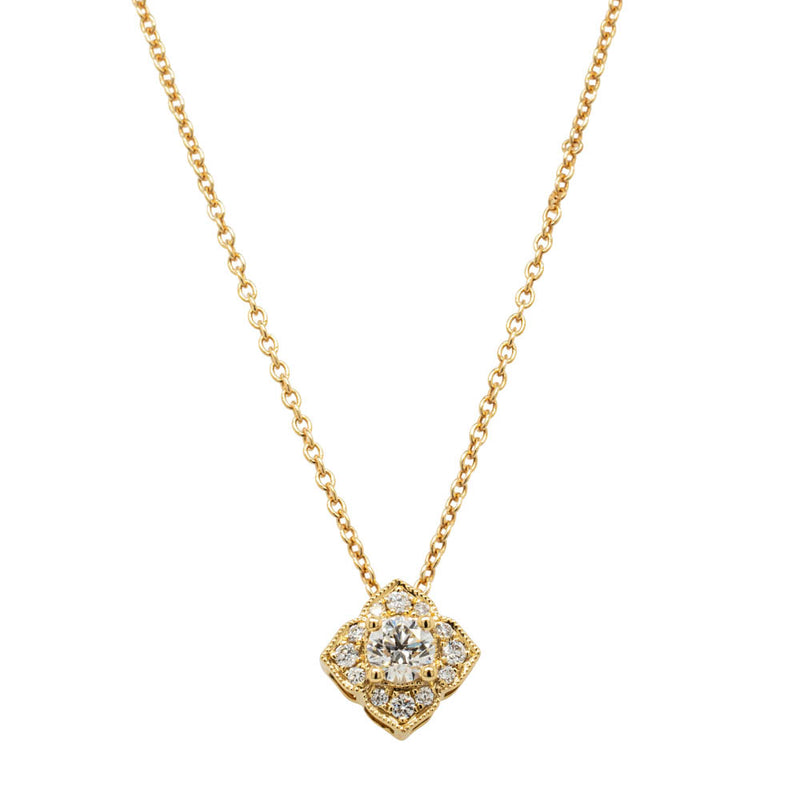 18ct Yellow Gold .24ct Diamond Paramount Pendant-Necklace-Walker & Hall