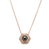 18ct Rose Gold .95ct Black Diamond Halo Pendant-Necklace-Walker & Hall
